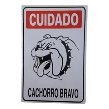 Placa Cuidado Cachorro Bravo Portao Advertencia Bulldog Foto mini 1