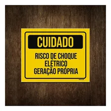 Placa Cuidado Risco De Choque Elétrico Geração Própria 18x23 Foto mini 1