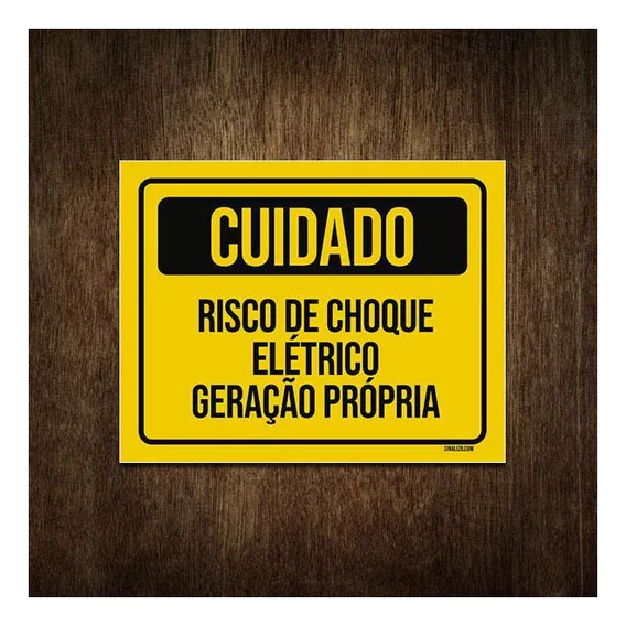 Placa Cuidado Risco De Choque Elétrico Geração Própria 18x23 Foto 1