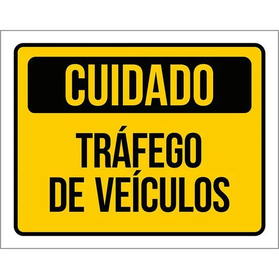 Placa Cuidado Tráfego De Veículos Placa De Sinalização 27x35 Foto 1