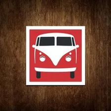 Placa Decorativa De Carro - Kombi Vermelha (27x27) Foto  mini 1