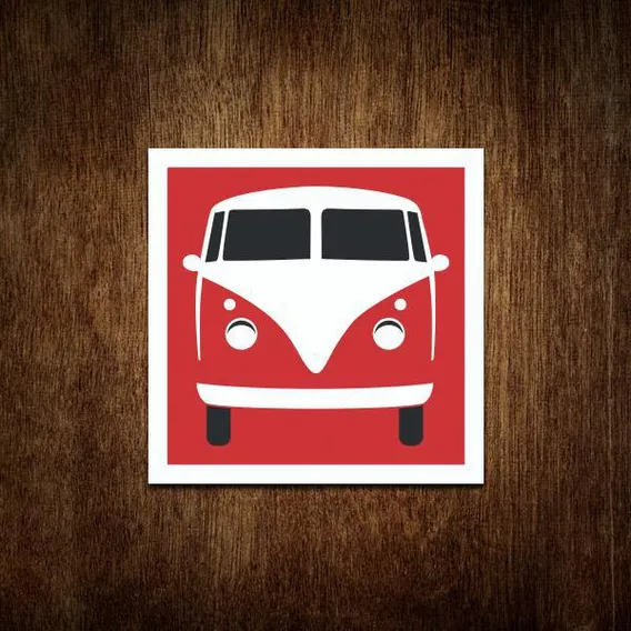 Placa Decorativa De Carro - Kombi Vermelha (27x27) Foto 1
