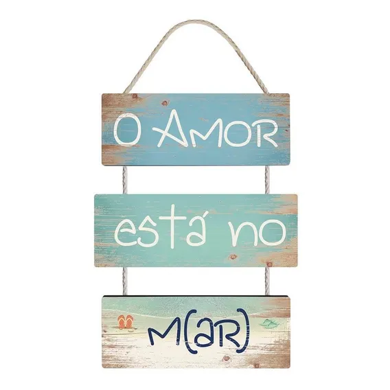 Placa Decorativa Em Mdf - O Amor Está No M(ar) - 22x45cm Foto 1