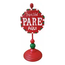 Placa Decorativa Jardim Papai Noel Pare Aqui Enfeite Natal Placa Papai Noel Pare Jardim Foto  mini 1