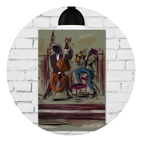 Placa Decorativa Mdf Vintage Jazz Músicos Na Rua 20x30 Musica Foto 1