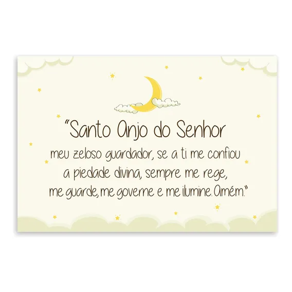 Placa Decorativa Oração Santo Anjo 30x40cm Foto 1