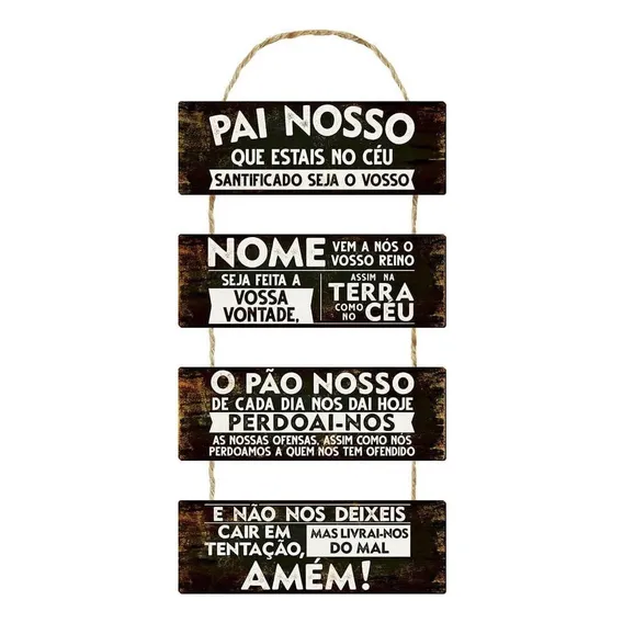 Placa Decorativa Quadro Em Mdf 29x63,5cm Oração Pai Nosso Foto 1