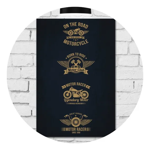 Placa Decorativa Retr么 Vintage Moto Preto 20x30 Foto 1