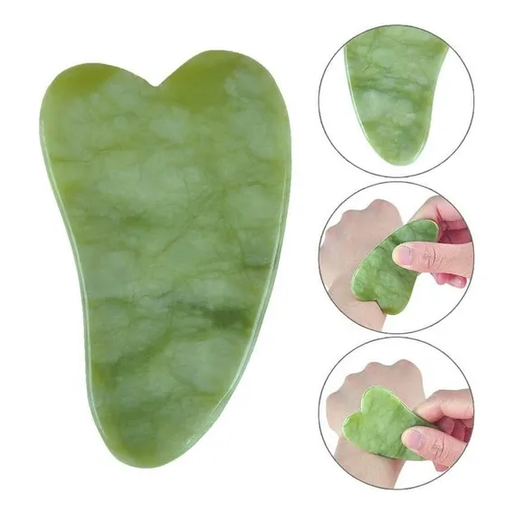 Placa Gua Sha De Jade Massagem Facial Medicina Chinesa Foto 1
