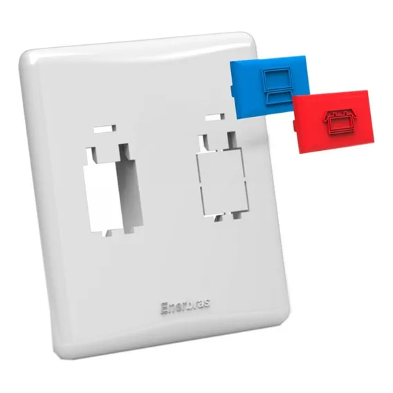 Placa Linha E Sx Rj45 2 Módulos Branca Enerbras Foto 1