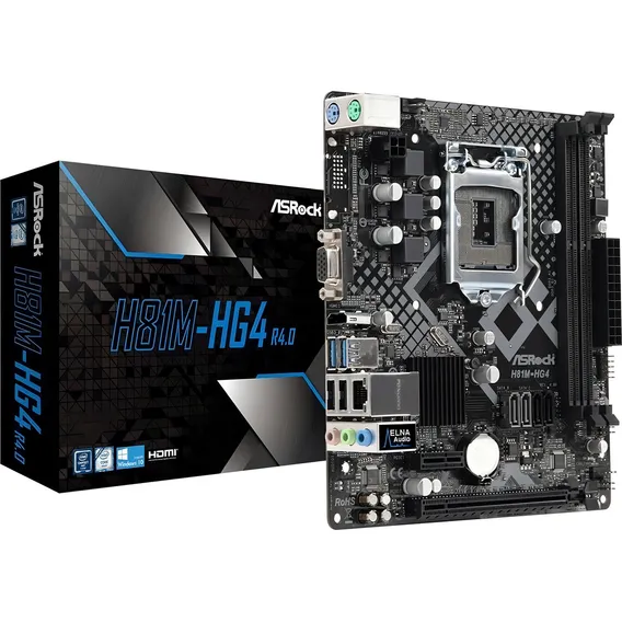 Placa Mãe Asrock H81 Intel Lga 1150 H81m-hg4 Ddr3 Usb 3.0 Cor Preto Foto 1