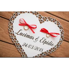 Placa Noivinhos Pajens Casamento Simples Porta Alianças Cor Branco Foto  mini 1