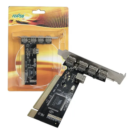 Placa Pci Usb 2.0 Via 4+1 Portas Jpu-01 Feasso Foto 1