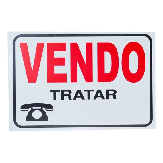 Placa Plástica Cartaz Vendo Tratar Fone 30x20cm Foto 1