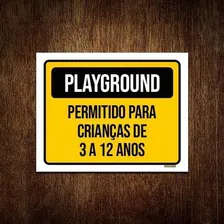 Placa Playground Permitido Crianças 3 A 12 Anos 18x23 Foto  mini 1