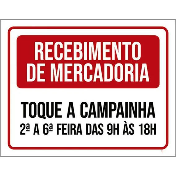 Placa Receimento Mercadoria Toque Campainha 27x35 Foto 1
