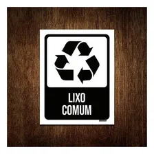 Placa Sinalização - Lixo Comum Placa Preta 18x23 Foto mini 2