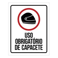 Placa Sinalização - Uso Obrigatório Capacete 27x35 Foto  mini 1