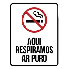 Placa Sinalização Proibido Fumar Respiramos Ar Puro 27x35 Foto mini 1