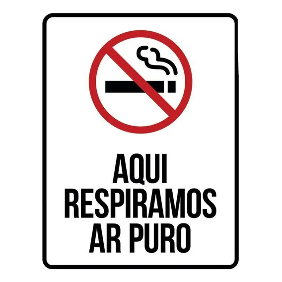 Placa Sinalização Proibido Fumar Respiramos Ar Puro 27x35 Foto 1