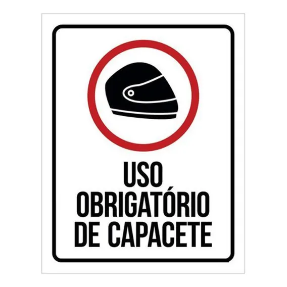 Placa Sinalização - Uso Obrigatório Capacete 27x35 Foto 1