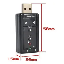Placa Som Adaptador 7.1 Usb Entrada P2 P/ Fone De Ouvido Mic Cor Preto Foto mini 2