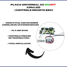 Placa Universal Ar Cond Com Led + Controle Remoto Split 220v Foto mini 4