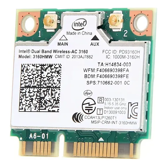 Placa Vermelha Wifi Notebook Intel 3160 Dual Band + Bluetooth 4.0 Foto 1