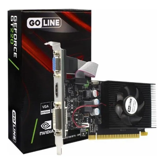 Placa Vídeo 1gb Gl-gt220-1gb Ddr3 Hdmi Dvi 128 Bits Goline Foto 1
