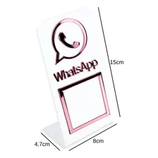 Placa Qr Code Display Acrílico Loja Balcão Branco Cor Branco/Rosa Foto  mini 1