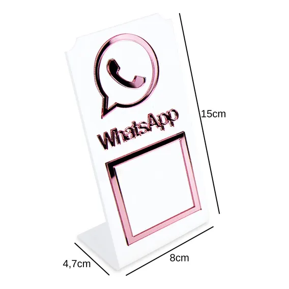Placa Qr Code Display Acrílico Loja Balcão Branco Cor Branco/Rosa Foto 1