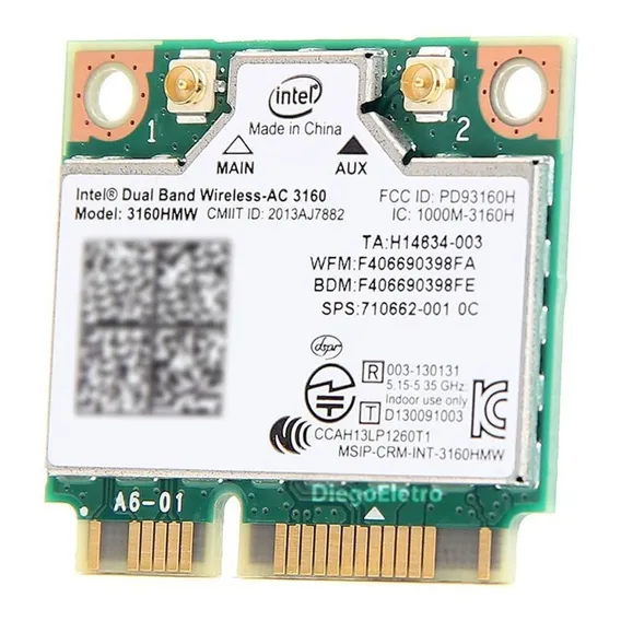 Placa Wifi 5ghz Para Notebook - Intel Wireless-ac Dual Band Foto 1