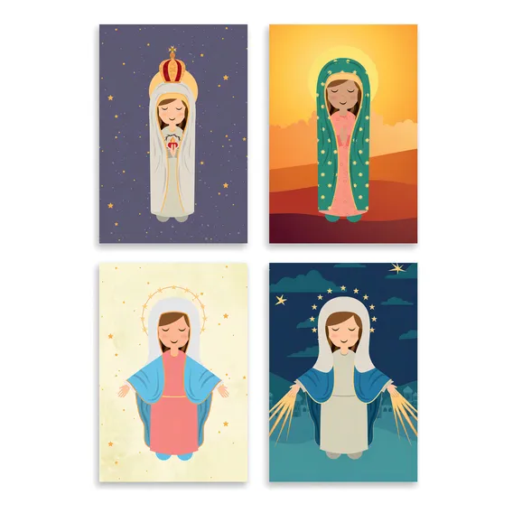Placas Decorativas Nossa Senhora Virgem Maria 30x40 Kit 4un Foto 1