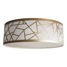 Plafon Bronze Cúpula Tecido 50x15 Branco6063 Foto  mini 1