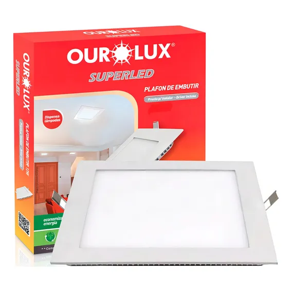 Plafon Led De Embutir Quadrado 24w Bivolt 6400k Luz Branca Foto 1