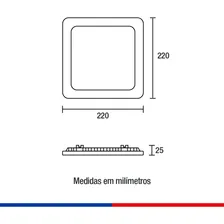 Plafon Led Embutir Quadrado 22cm 18w Biv 6500k Frio Blumenau Foto mini 3
