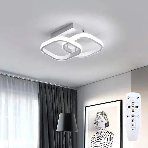 Plafon Led Quadrado Sobrepor Luminária Com Controle Remoto Dimmer Bivolt Spot Teto Sala Quarto Banheiro Lustre Berlim Branco Luz Branco Quente Frio Natural Industrial Casa Attract 4x4sc Foto 1