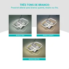 Plafon Led Quadrado Sobrepor Luminária Com Controle Remoto Dimmer Bivolt Spot Teto Sala Quarto Banheiro Lustre Berlim Branco Luz Branco Quente Frio Natural Industrial Casa Attract 4x4sc Foto mini  3