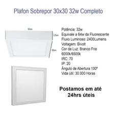 Plafon Luminária Led 30x30 Sobrepor Bivolt Branco Frio 32w Cor Branco-frio 110v/220v (bivolt) Foto mini  2
