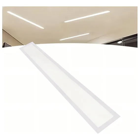 Plafon Luminária Led Retangular 124x15cm Embutir 36w 6500k Foto 1
