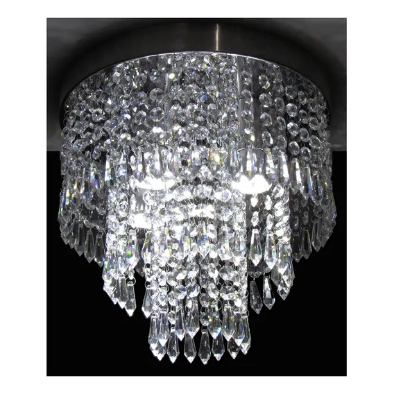Plafon Lustre De Cristal Acrílico A33 30x30cm Modelos Estrutura Prateado Foto 1