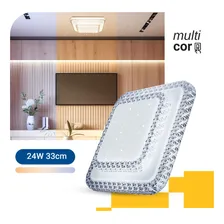 Plafon Lustre Led Cristal Duplo Quadrado Luminaria Sobrepor Cor multicolor Foto mini 2