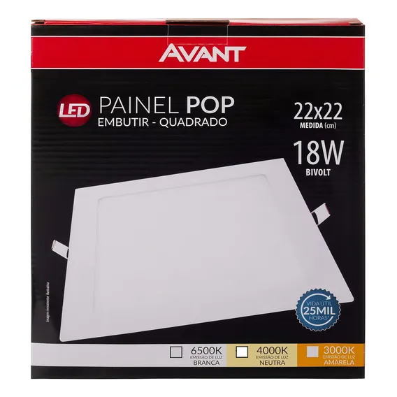 Plafon Painel Luminaria Led 18w Embutir 4000k Kit 12 Peças Foto 1