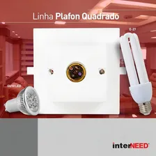 Plafon Plafonier Lustre Quadrado Bocal Porcelana E-27 C/10 Foto mini 4