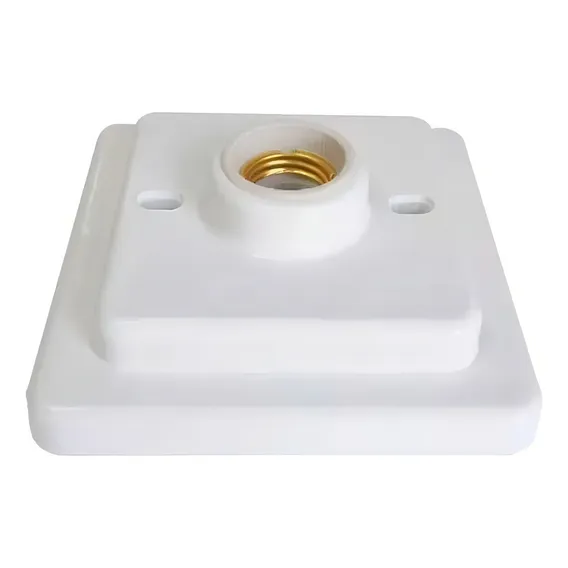 Plafon Quadrado Plafonier Bocal E27 Porcelana Branco 15x6cm Foto 1