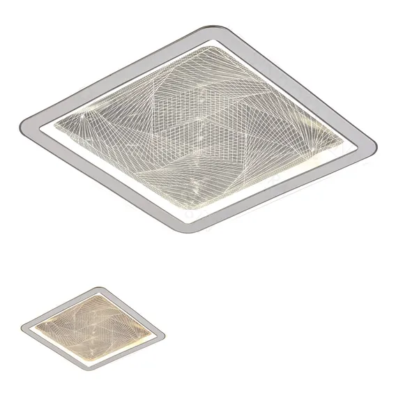 Plafon Sobrepor Led 80w 3em1 Quadrado Branco Acrílico 30cm Foto 1