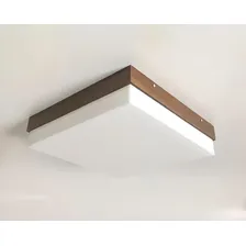 Plafon Sobrepor Luminária 30x30 Madeira Acrílico Franja Mdf Foto mini  3