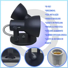 Plafon Tipo Spot Duplo Para Teto De Casa Bulbo - Bocão Cor Preto 110v/220v Foto mini  2