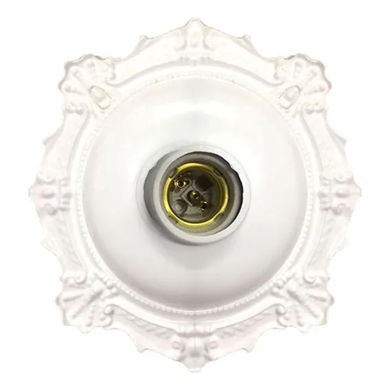 Plafonier Pvc Elite Decorativo Branco Soquete Porcelana 27 Foto 1