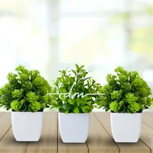 Planta Artificial Arranjo Com Folhagem Vaso Kit 3 Foto mini 2